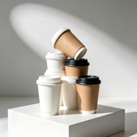Gobelets en papier jetables pour bar à jus, smoothie shop, boissons froides, logo personnalisé, vente en gros de gobelets en papier