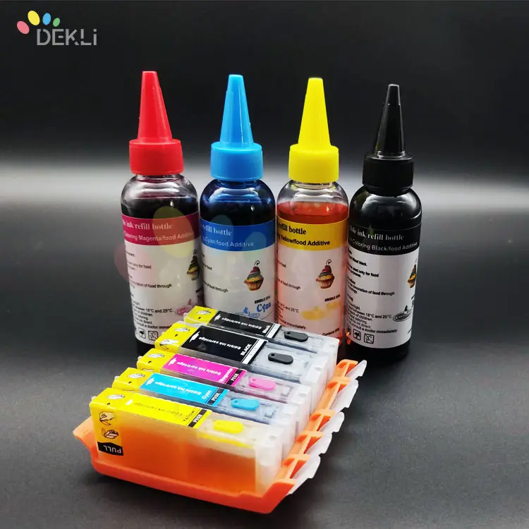 DEKLI 4 Colors Universal Refill Edible Ink Use for Canon HP Epson Brother printhead Inkjet Printer