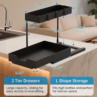 Meuble de rangement moderne en plastique durable, multifonctionnel, non pliable, sur pieds, avec deux tiroirs coulissants à grande capacité et forte capacité de charge