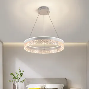 Modern sertifikası Modern tarzı ev otel Villa dekoratif avize Metal akrilik dairesel LED kolye ışık