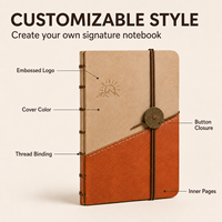 Carnet de voyage personnalisable haut de gamme fait main A5, couverture souple en PU, reliure filée, 100 feuilles pour journal de voyage et croquis