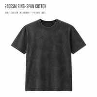 240GSM Acid Wash Oversized Drop Shoulder Heren T-shirt Ringgesponnen Katoen OEM Custom Borduurwerk Zeefdruk Privélabel High-End