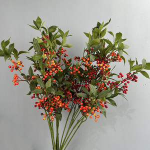 H-1023 Guirlande de fruits artificiels, branches enroulées de baies, bouquet de mariage, longue branche de baies pour décoration de Noël, fleurs rouges - Product Image 6