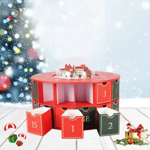 High-quality cylindrical 30-grid 24-day <b>Christmas</b> countdown calendar in a paper gift <b>box</b>, customizable upon request - Product Image 4