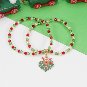 Pulsera de Cuentas con Colgante de Reno y Corazón, Joyería Festiva Unisex, Pulseras con Dijes de Moda, Feliz Navidad - Product Image 3