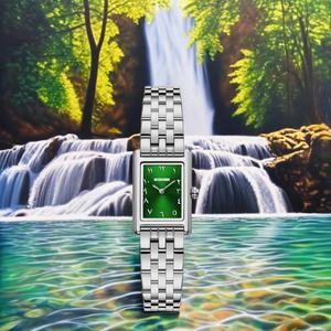 Reloj de Lujo Japonés de Cuarzo para Mujer, Cuadrado, Dorado, Esfera Verde, Resistente al Agua, Correa de Acero Inoxidable, Personalizable, Moderno, Montre Femme - Product Image 1