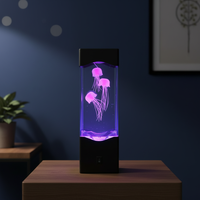 Mini aquarium de méduses LED à 7 couleurs changeantes, alimenté par USB, lumière de nuit décorative pour bureau et chambre