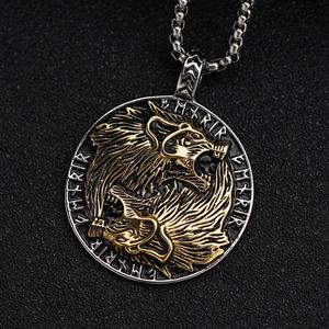 Nuevo Colgante de Acero Inoxidable con Cabeza de Lobo en Relieve, Estilo Nórdico Vikingo, con Letra del Brújula de Odín, Joyería de Acero de Titanio, 2026 - Product Image 2