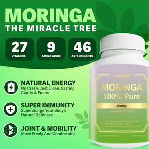 Preço de Atacado, OEM, Marca Própria, 100% Puro Orgânico, 800mg, Cápsulas de Extrato Herbal de Folha de <span class=keywords><strong>Moringa</strong></span> em Pó para Venda - Product Image 2