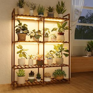 <b>Plant</b> <b>light</b> and flower stand, multi-tiered <b>plant</b> stand with casters, floor-standing flower pot stand, living room green <b>plant</b> - Product Image 2