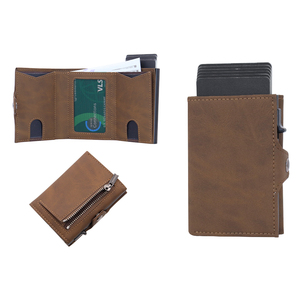 Portafoglio in Alluminio Personalizzato, Sottile Porta Carte di Credito in Metallo con Blocco RFID, Design Minimalista in Pelle PU Crazy Horse - Product Image 1
