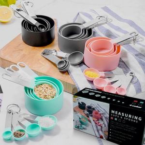 Baking Tools <b>Liquid</b> Powder <b>Coffee</b> Measuring Tools Stainless Steel Handle 8 Pieces Plastic Measuring Cups and Spoons Set - Product Image 5