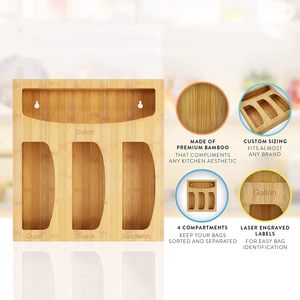 Organizador de Bolsas de Alimentos de Bambú para Cajón de Cocina, Soporte para Bolsas de <span class=keywords><strong>Solimo</strong></span>, Glad, Hefty Gallon, Sándwiches y Bocadillos - Product Image 3