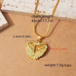 Collar de Diamantes con Alas de Corazón, Colgante de Aleación de Zinc en Oro Rosa, Joyería de Regalo - Product Image 3