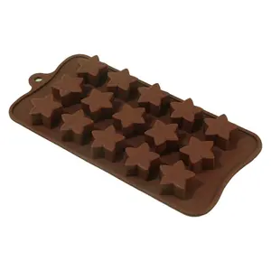 MARAVILLOSO Utensilios para hornear de buena calidad Marrón 3D Forma de estrella Pudín de chocolate Fondant Herramientas Moldes de silicona para decoración de pasteles
