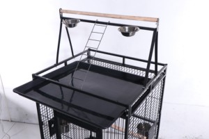 Grand espace de bonne qualité en acier noir double <span class=keywords><strong>cage</strong></span> à oiseaux perroquet est en vente - Product Image 3