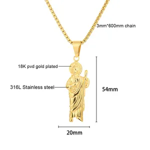 New Arrival Punk 316l Stainless Steel Waterproof St. Benedict Rosary Pendants Charm Necklace Religious Fine Jewelry Necklace