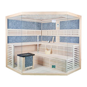 Sauna extérieur pour 4 à 6 personnes en cèdre rouge et hemlock carbonisé, infrarouge lointain, vapeur sèche, écologique, design traditionnel, usage commercial - Product Image 4