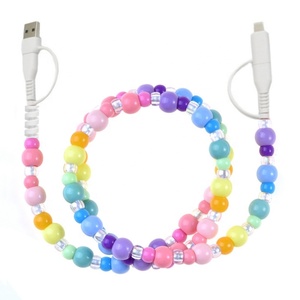 Cable USB de Perlas de Plata Lisas con Cuentas de Turquesa Vintage y Cristales de Piedras Preciosas Estilo Navajo, Cargador Disponible en Stock - Product Image 6