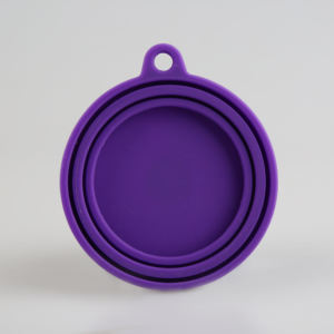 Tapa de silicona para almacenamiento de alimentos para mascotas, material de calidad alimentaria redondo de color morado - Product Image 3