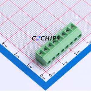 DB125-3.5-8P-GN-S Screw Terminal Block Through hole Component (THT),P=3.5mm Connector 1x8P 3.5mm Green Through Hole - Product Image 1