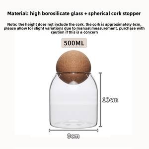 Toples gabus bersegel kaca borosilikat tinggi, untuk tampilan tahan lama kapasitas 500ml-2000ml cocok untuk penyimpanan sehari-hari - Product Image 3