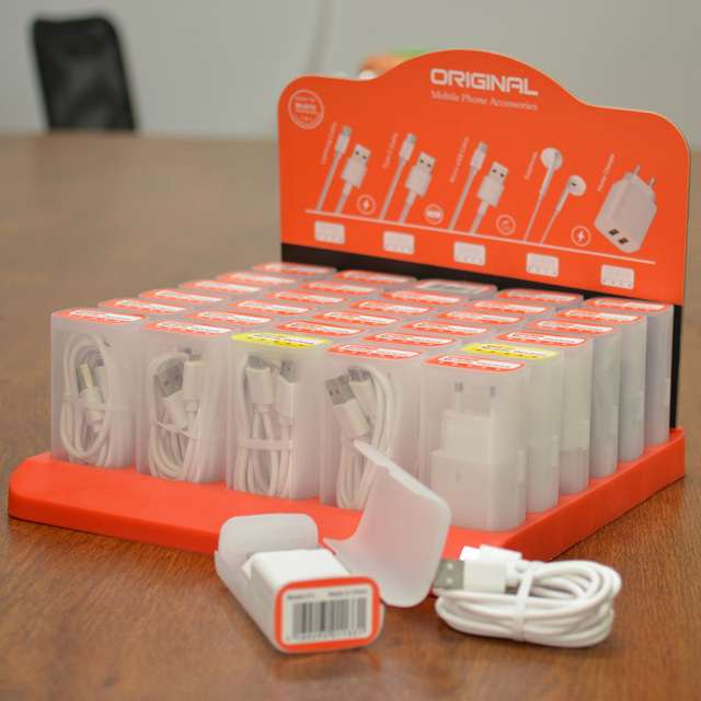 Custom Wholesale Retail Box Packing EU Plug 2A USB Mobile Phone Charger Cable Set Special for Store