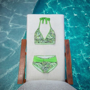 ชุดบิกินี่เซ็กซี่แบบสองชิ้นสำหรับผู้หญิง บราดันทรงแบบไหล่เดียว และกางเกงวีสตริง แห้งเร็ว ผลิตจากผ้าสแปนเด็กซ์/โพลีเอสเตอร์ เหมาะสำหรับใส่ไปชายหาด - Product Image 1