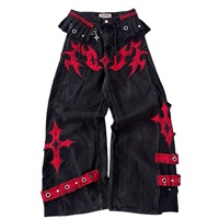 Maßgeschneiderte Y2K-Jeans für Herren: Gothic-Sternapplikation, Metallösen, Schnallen, weites Bein – Designermarken, Boutiquen, OEM