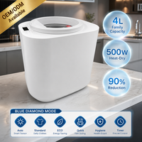 Composteur de déchets alimentaires électrique intelligent en acier inoxydable 4L avec affichage LED continu, pour cuisine, sans odeur, pour intérieur