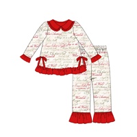 Haute qualité enfants vêtements 100% coton imprimé famille correspondant pyjamas joyeux noël filles vêtements pyjamas ensembles pour vêtements de nuit