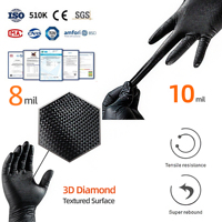 Guantes de Nitrilo con Textura de Diamante Industriales, Caja Portátil de 30 Piezas, Guantes de Seguridad Desechables Resistentes para Trabajos Mecánicos y Automotrices