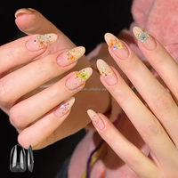 Faux ongles artificiels à couverture complète, semi-mat, à presser, extra-épais, à tenue renforcée, forme ronde moyenne, 16 tailles