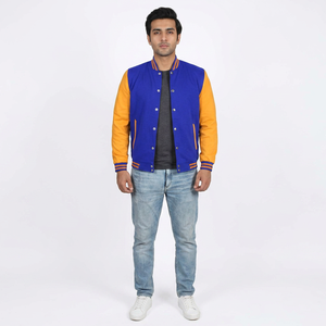 Blouson universitaire d'hiver pour homme sur mesure, le plus vendu, col montant, logo frontal, respirant, brodé, polyester/coton, vente en gros - Product Image 1