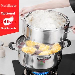 Pentola a Vapore Universale in Acciaio Inox a 4 Strati da 4L, Ecologica, Multifunzione, per Uso Domestico, Compatibile con Fornelli a Induzione, per Zuppe Dense e Panini al Vapore - Product Image 5