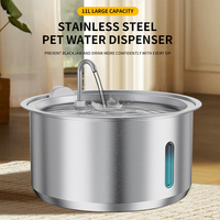 Fontaine à eau automatique pour chat, élégante, en acier inoxydable 304, solide, 11L, pour intérieur, avec batterie rechargeable, fabrication OEM