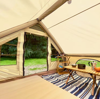 Tenda Udara Tiup 3x2.1M Mudah Dipasang, Tenda Oxford T/C untuk Keluarga, Glamping, Tenda Kabin Outdoor untuk 2/3/4 Orang