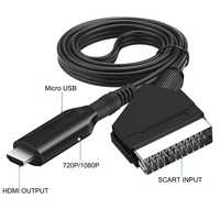 Câble convertisseur HDMI vers Scart PS2 de 100 cm, adaptateur de conversion audio-vidéo HDMI vers Scart, ligne de conversion pour écran HDTV