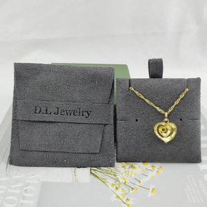 Custom logo Luxury Envelope Flap Velvet <b>Gift</b> Pouches Microfiber Suede Jewelry Packaging Bag With Insert Card ForJewelry Display - Product Image 1