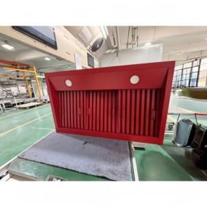 เครื่องดูดควันครัวขนาด 36 นิ้ว 900CFM สแตนเลสสีแดง พร้อมรีโมทคอนโทรล 3 ระดับความเร็ว ไฟ LED แผ่นกรองแบบ Baffle สำหรับใช้ในบ้านและโรงแรม ติดผนัง - Product Image 2