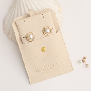PUPPYSEW Sacs à bijoux en microfibre avec insert en velours, sac d'emballage pour collier avec bouton, pochette à bijoux en velours avec votre logo - Product Image 2
