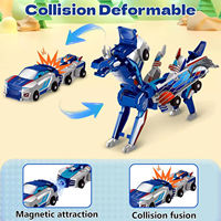 XTH Juguete de Coche de Plástico Magnético Transformable 2 en 1, Deformable por Colisión, con Luces Intermitentes Automáticas, Regalo para Niños de 2 a 4 Años