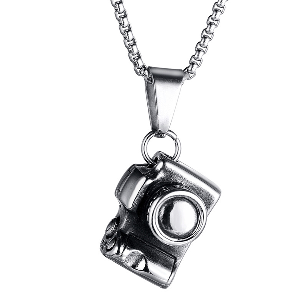 Nieuwe Product Ideeën 2024 Mode Zilver Kleur Roestvrij Staal Sieraden Video Ketting Mini Verborgen Camera Spion Voor Mannen