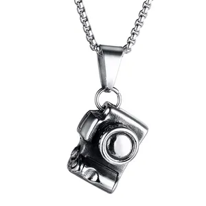 Nieuwe Product Ideeën 2024 Mode Zilver Kleur Roestvrij Staal Sieraden Video Ketting Mini Verborgen Camera Spion Voor Mannen