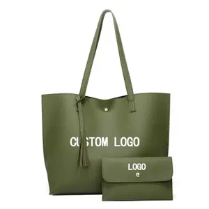Custom Logo High Quality Tote Bag Pouch Soft Lychee Leather Bags Custom Purse Women's Purses And Handbags
