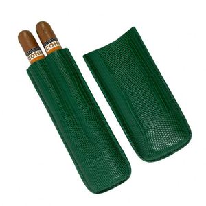 Estuche portátil de cuero marrón para puros y caja humidificadora - Set de viaje con cilindro para puros - Product Image 1