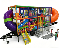 Remorque de terrain de jeu mobile intérieur personnalisée avec trampoline, piscine à balles et toboggan en spirale - Centre de jeux souple portable pour la location événementielle