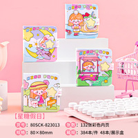 Cuaderno de Papelería Kawaii con Páginas a Color y Dibujos Animados para Estudiantes y Niños con Hebilla Magnética de Niña y Conejo