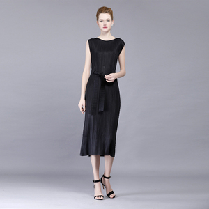 A pieghe semplice cintura estate vestito lungo chiffon nuovo stile - Product Image 6