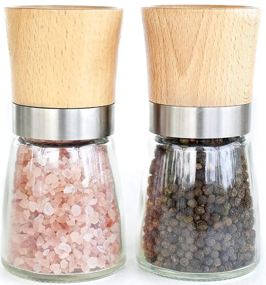 2020 melhor profissional moedor de sal e pimenta, conjunto premium de sal e pimenta com moedor de cerâmica e tampa de bambu